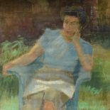 M Barker, 2 pastel portraits, largest 53cm x 33cm, framed (2)