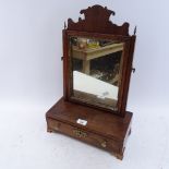 A mahogany table-top dressing table toilet mirror, with drawer, overall height 50cm