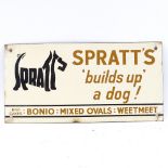 A Spratt's Dog Food enamel advertising sign, length 31cm