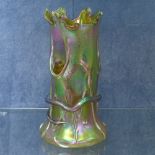 LOETZ - an early 20th Century iridescent glass Tree Trunk and Snake vase, realistically formed