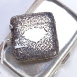 A silver cigarette case, and an engraved silver Vesta, 2.4oz