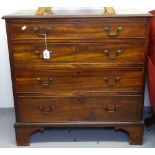 A George III mahogany chest of small size, with 4 long drawers, on bracket feet, W79cm