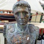 A contemporary terracotta bust sculpture, Augustus of Prima Porta, unsigned, overall height 58cm