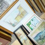 Various pictures and prints, including D Veazey, pair of Whitby watercolours etc (7)