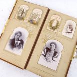 WITHDRAWN - A Victorian felt-bound family photograph album, gilt-metal mounts and mostly full, album