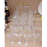 8 Sherry glasses with twist stems, 14.5cm, 3 matching liqueurs, 6 cut-glass goblets etc