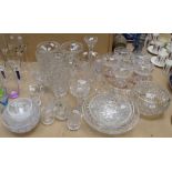 A pair of glass tazzas, 15cm, sundae dishes, bowls, vases etc