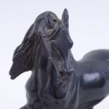 A mid-20th century spelter sculpture of a horse, unsigned, base length 16.5cm
