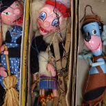 5 painted wood Pelham Puppets, including Huckleberry Hound, Tyrolean Boy etc, all boxed