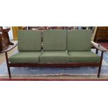 A mid-century Danish teak-framed 3-seater settee with loose cushions, for France & Sons, L170cm