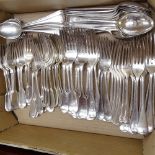 A box of silver plated Old English and Fiddle pattern cutlery