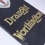 A Vintage Draught Worthington reverse painted and gilded glass advertising panel sign, thick slate