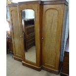 A Victorian mahogany 3-door break-front compactum wardrobe, W180cm