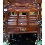 A mahogany 4-section Canterbury, with fitted drawer, W48cm