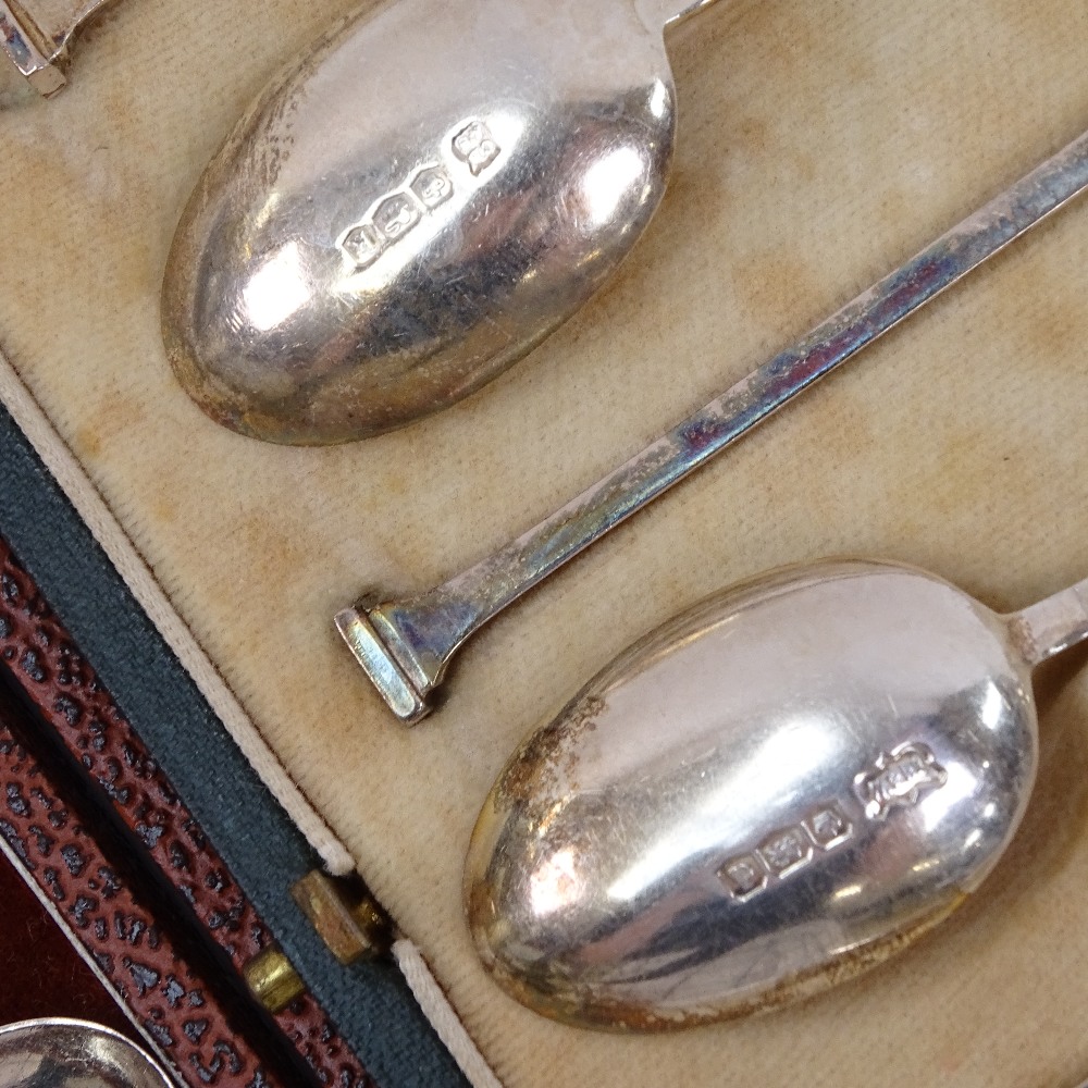 A cased set of 6 silver coffee spoons by Mappin & Webb, and another (2) - Image 2 of 2