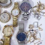 Various clocks and watches, including a small carriage clock, Seiko etc