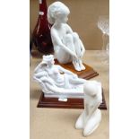 Kaiser porcelain girl, 22.5cm, on separate fitted plinth, and 2 other figures