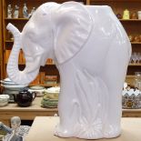 A large white pottery elephant, height 43cm