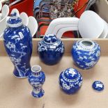 Chinese vase with figure decoration and 4 character mark, 13cm, 3 ginger jars and vase with prunus