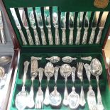 A 44-piece Sheffield silver plated canteen of cutlery for 6 people, including serving spoons, by