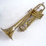 An Italian Rampone & Cazzani of Milan gold lacquered 3-valve trumpet, serial no. 00168, in tapered