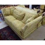 A pair of 3-seater Knole upholstered sofas, with loose cushions, L235cm