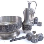 Various collectables, including hunting knife, Norwegian Viking Revival pewter, silver plated
