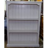 A painted pine floor standing open bookcase, W92cm