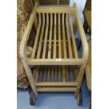 A teak slatted 2-tier garden trolley