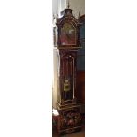 A fine quality reproduction Chinese style black lacquered longcase clock, with German 8-day brass