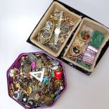 4 boxes of mixed modern costume jewellery, including mother-of-pearl new earrings etc