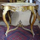 19th century Continental giltwood and gesso centre table of shaped form, with drop-in centre