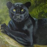 Clive Fredriksson, large oil on canvas, panther, 90cm x 110cm, framed