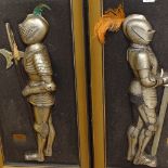 2 Patrician Art Products Limited relief silvered resin half armour sculptures, framed