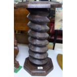 An oak jardiniere stand with spiral turned column, H51cm