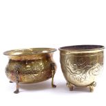 A 19th century small brass coal bucket, and an Oriental example, largest height 22cm (2)