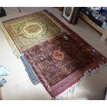 2 Belgian wool rugs, 95cm x 88cm, and 115cm x 115cm