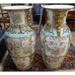 A pair of large Chinese design vases, with enameled and gilded decoration, H93cm