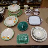 Fantasy pattern dinnerware, Burleigh Ware fruit set, cheese dish, teapot etc