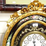 A modern Nacar black and gold painted ornate 8-day wall clock, case height 68cm