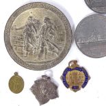 Various commemorative medals, including International Exhibition Medallion of Chicago 1892 and