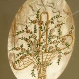 A 19th floral silk embroidery, depicting basket of spring flowers, in gilt frame, frame height 63cm