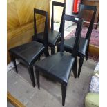 A set of 4 Ikea Anima folded steel and leather post-modern dining chairs, by Tord Bjorklund,