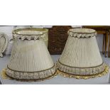 A pair of impressive circa 1950s silk lamp shades with tassel decoration, L60cm