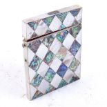 A 19th century mother-of-pearl and abalone panel visiting card case, length 10.5cm