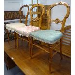 3 Victorian walnut balloon-back dining chairs