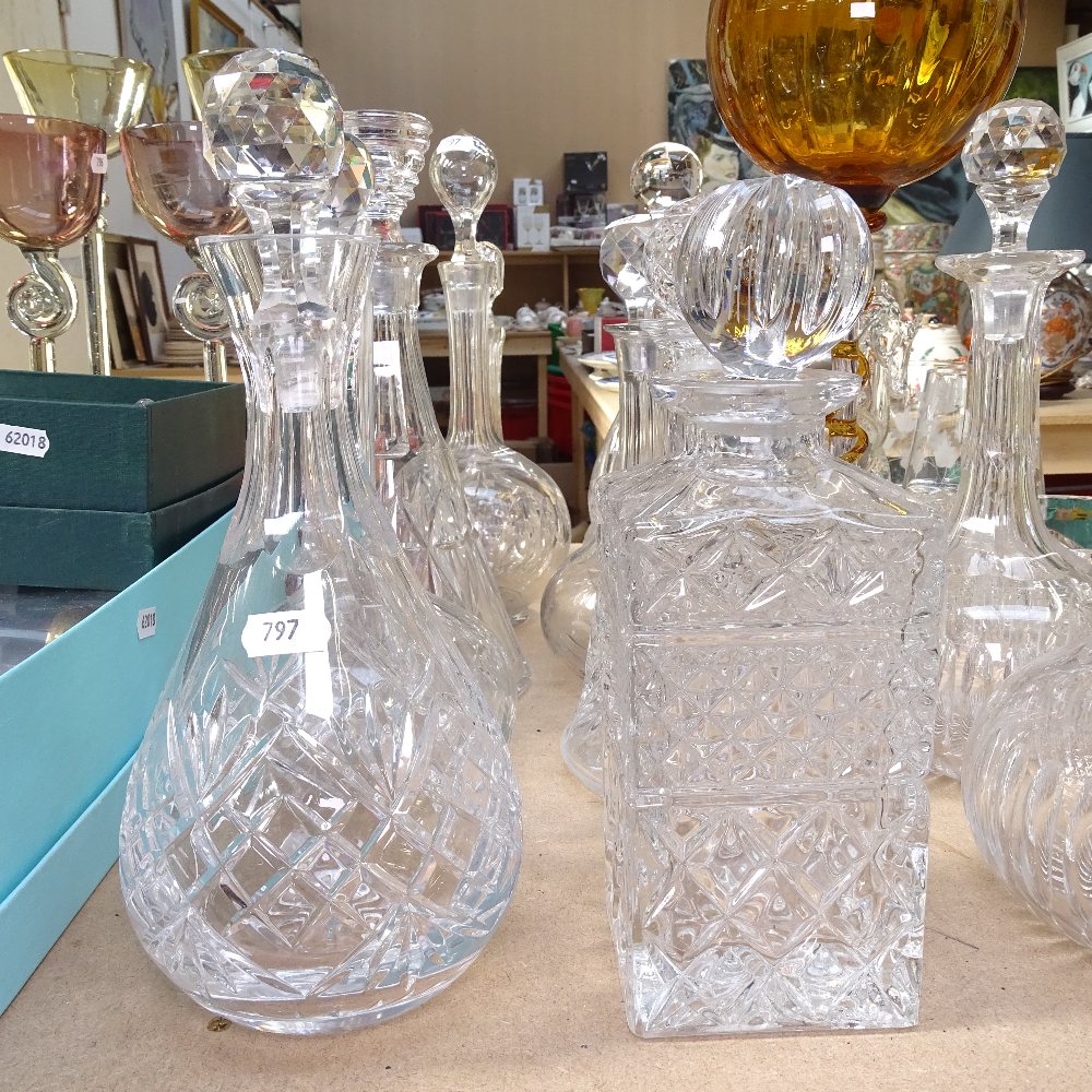 Amber glass vase, 42cm, crystal decanters and stoppers, and other glassware - Image 2 of 3