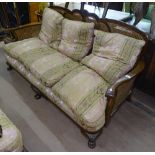 A good quality walnut-framed single and double cane Bergere 3-piece suite, comprising a 3-seater