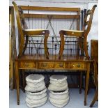 A Regency design mahogany dining room suite, comprising a D-end dining table with single spare leaf,