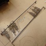 A pair of Antique wrought-iron wall-mounted shelf brackets, adjustable heights, pole length 154cm (